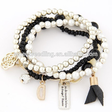 2014 Handmade multi layer charms beads pearl bracelet